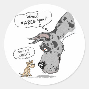 Great Dane & Chihuahua Merle Classic Round Sticker