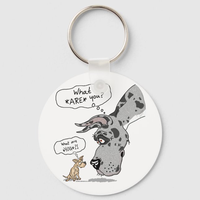 Great Dane & Chihuahua Merle Key Ring (Front)