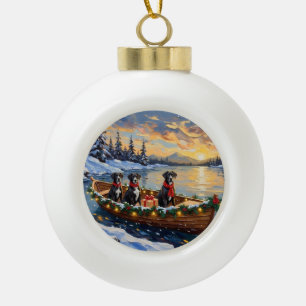 Great Dane Christmas Boat Holiday Ceramic Ball Christmas Ornament