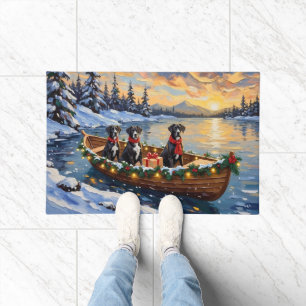 Great Dane Christmas Boat Holiday Doormat