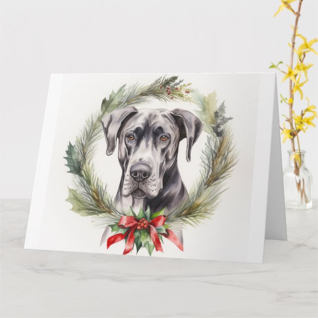 Great Dane Christmas Card (Yellow Flower)