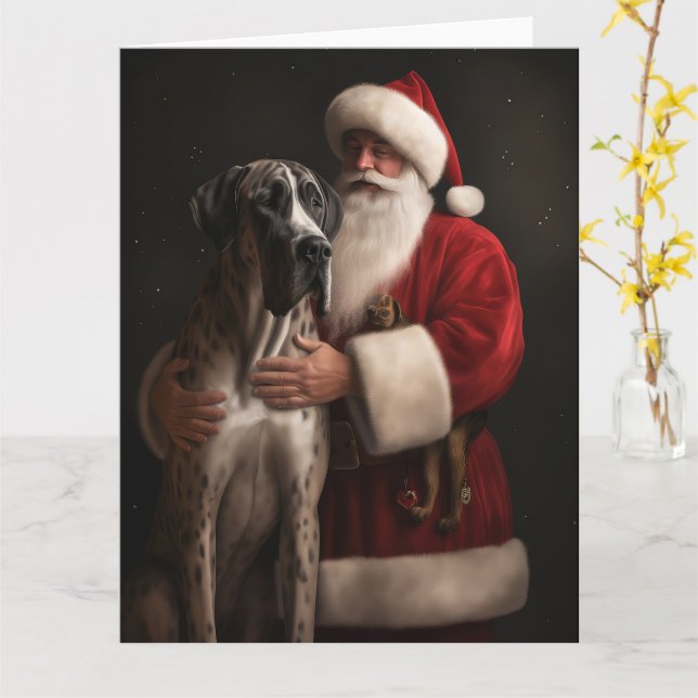 Great Dane Christmas Card (Yellow Flower)