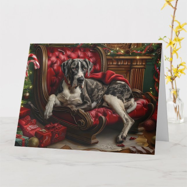 Great Dane Christmas Card (Yellow Flower)