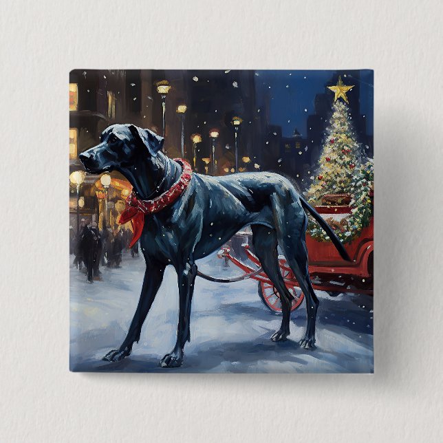 Great Dane Christmas Festive Season  15 Cm Square Badge (Front)