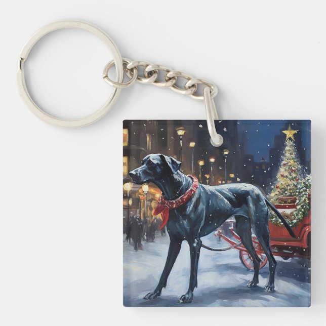 Great Dane Christmas Festive Season  Key Ring (Front)