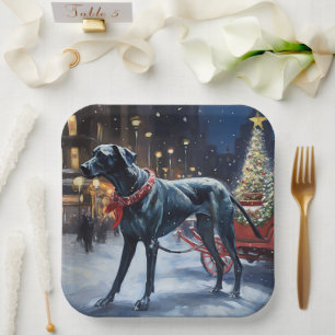 Great Dane Christmas Festive Season Paper Plate