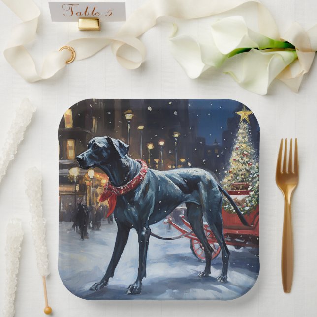 Great Dane Christmas Festive Season  Paper Plate (Wedding)