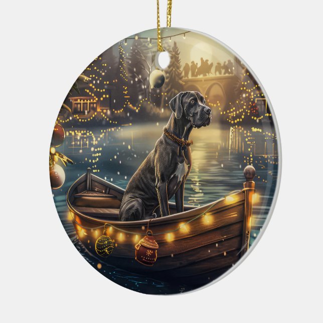 Great Dane Christmas Festive Voyage Ceramic Tree Decoration (Left)