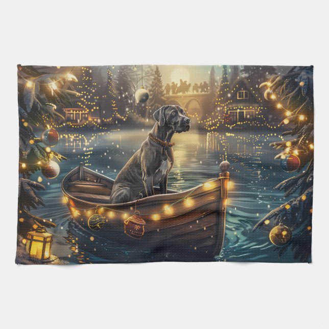 Great Dane Christmas Festive Voyage Tea Towel (Horizontal)
