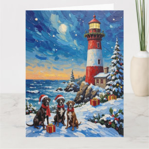 Great Dane Christmas Lighthouse Holiday Card