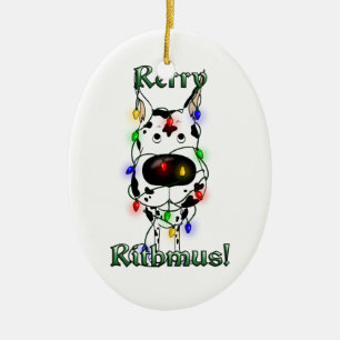 Great Dane - Christmas Lights Ceramic Tree Decoration