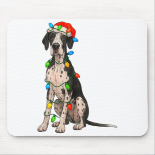 Great Dane Christmas Lights Dog Lover Xmas Pajama  Mouse Pad