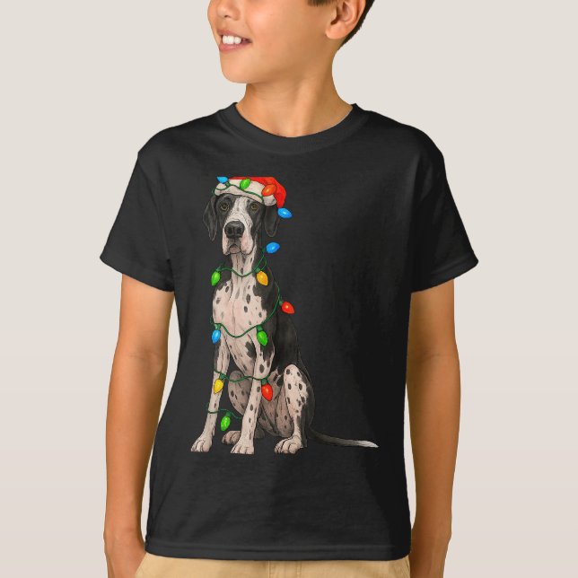 Great Dane Christmas Lights Dog Lover Xmas Pajama  T-Shirt (Front)