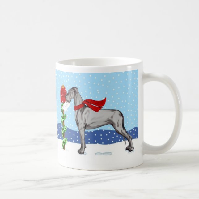 Great Dane Christmas Mail Black UC Coffee Mug (Right)