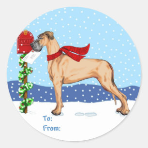 Great Dane Christmas Mail Fawn UC Gift Tags