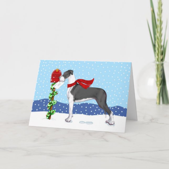 Great Dane Christmas Mail Mantle UC Holiday Card (Front)