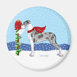 Great Dane Christmas Mail Merle UC Magnet