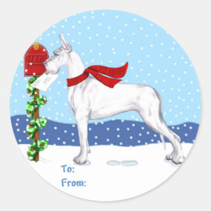 Great Dane Christmas Mail White Gift Tags