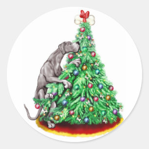 Great Dane Christmas Reach Goals Black UC Classic Round Sticker