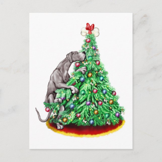 Great Dane Christmas Reach Goals Black UC Holiday Postcard (Front)