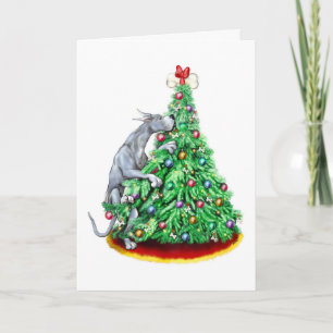 Great Dane Christmas Reach Goals Blue Holiday Card