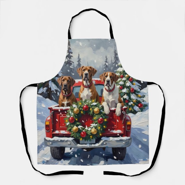 Great Dane Christmas Red Truck Holiday Apron (Front)