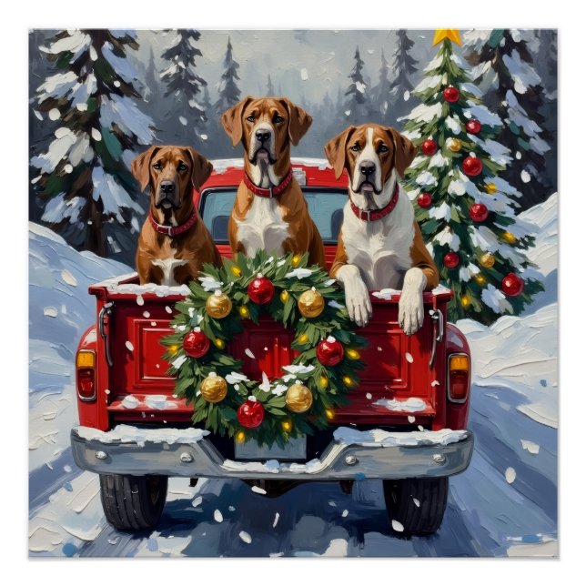 Great Dane Christmas Red Truck Holiday Poster (Front)