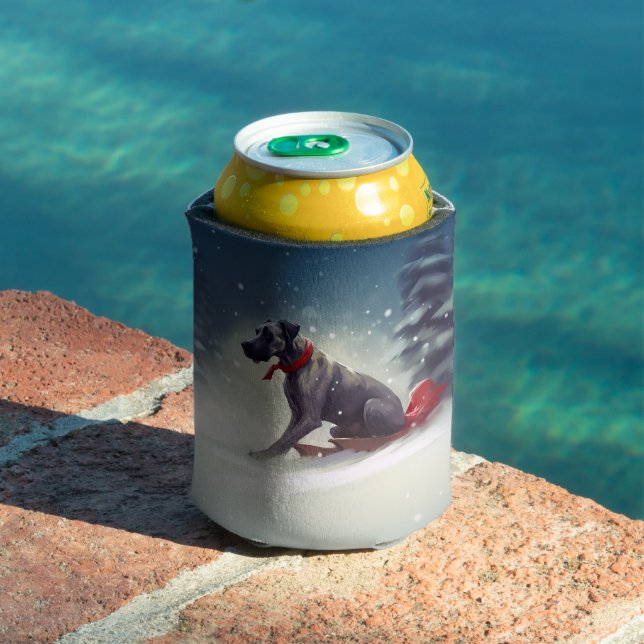 Great Dane Christmas snow winter Can Cooler (In Situ Pool)