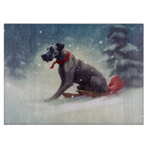 Great Dane Christmas snow winter Cutting Board