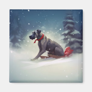 Great Dane Christmas snow winter Magnet