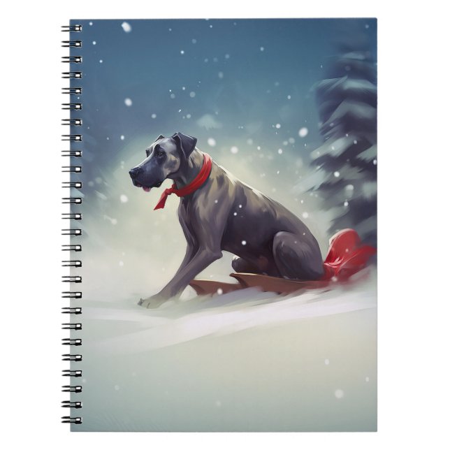 Great Dane Christmas snow winter Notebook (Front)