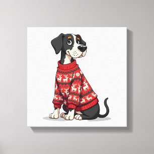 Great Dane Christmas Sweater Canvas Print