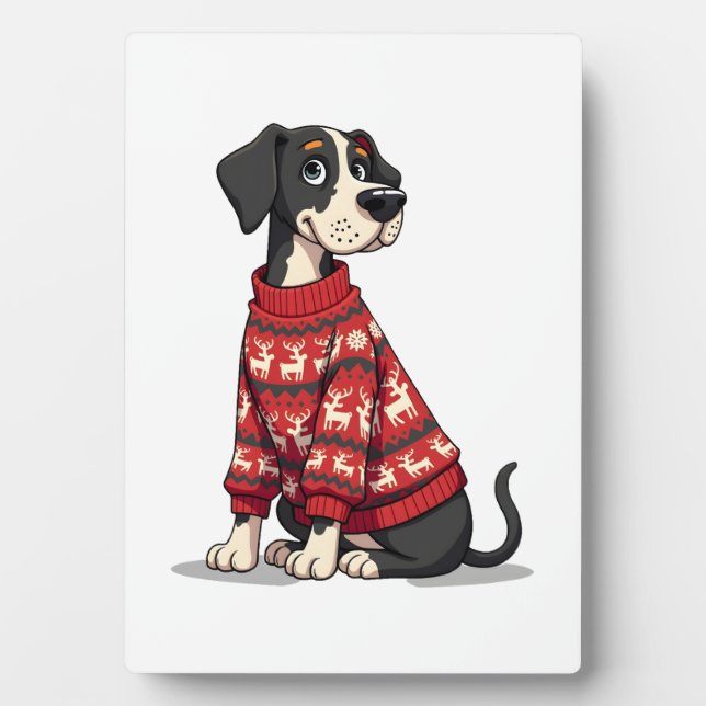 Great Dane Christmas Sweater Plaque (Front)