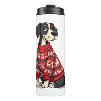 Great Dane Christmas Sweater Thermal Tumbler