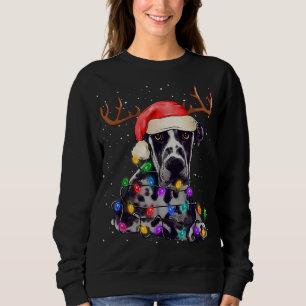 Great Dane Christmas Tree Light Pajama Dog Lover X Sweatshirt
