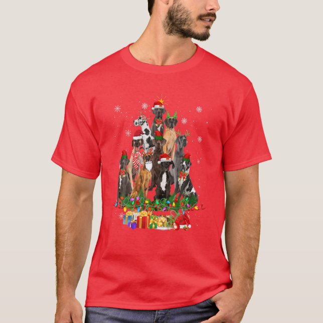 Great Dane Christmas Tree Lights 2021 For Men Wome T-Shirt (Front)