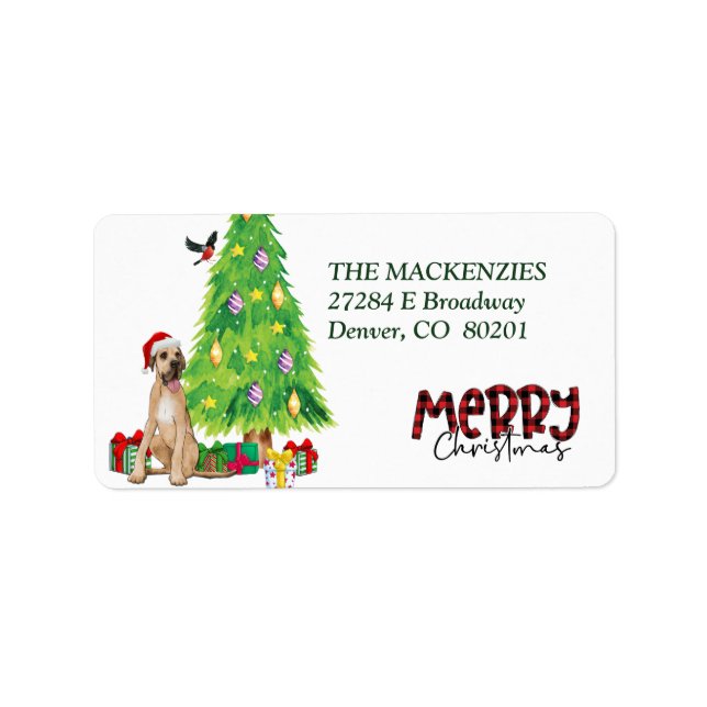 Great Dane Christmas Tree Return Address Label (Front)