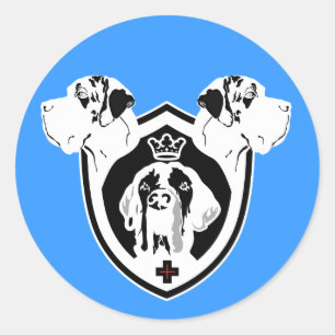 Great Dane Coat of Arms black white Classic Round Sticker
