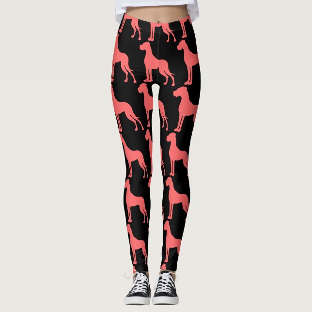 Great Dane coral Leggings (Front)