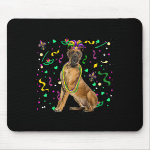 Great Dane Costume Mardi Gras Beads Funny Parades  Mouse Pad