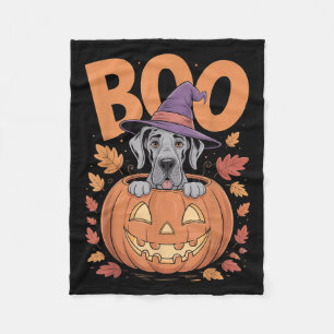 Great Dane Costume On Pumpkin Halloween Great Dane Fleece Blanket