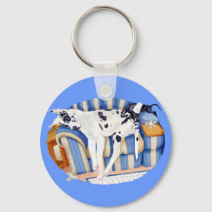 Great Dane Couch Taters Key Ring