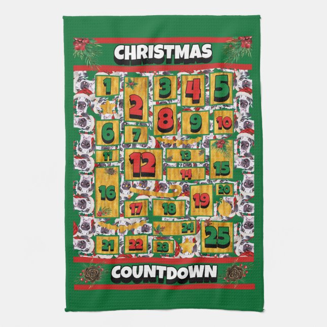 Great Dane Countdown Christmas Advent Calendar Dog Tea Towel (Vertical)