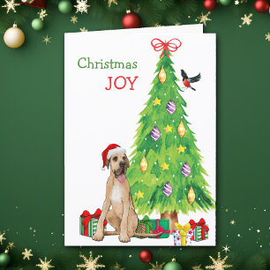 Great Dane Dog and Christmas Tree Holiday Card