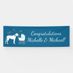 Great Dane Dog Baby Shower Puppy Blue Boy Banner
