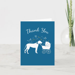 Great Dane Dog Baby Shower Puppy Blue Boy Thank You Card