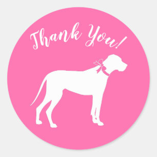 Great Dane Dog Baby Shower Puppy Pink Girl Classic Round Sticker