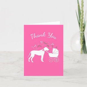 Great Dane Dog Baby Shower Puppy Pink Girl Thank You Card