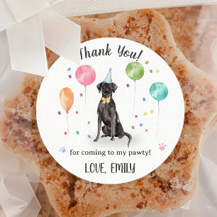 Great Dane Dog Birthday Thank You Classic Round Sticker