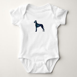Great Dane Dog Black Watercolor Silhouette Baby Bodysuit